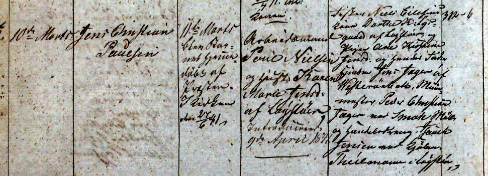 Udsnit af Bejstrup kirkebog: Jens Christian Poulsen